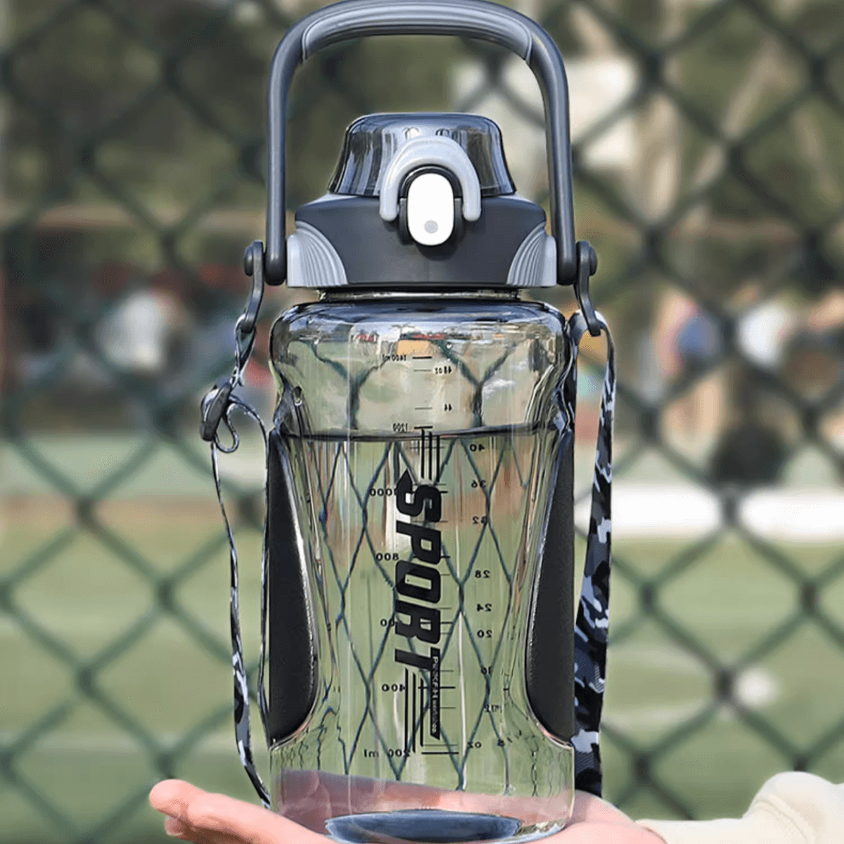 Pinkah PJ-776 1.5L Portable Tritan Sport Bottle With Straw - Black