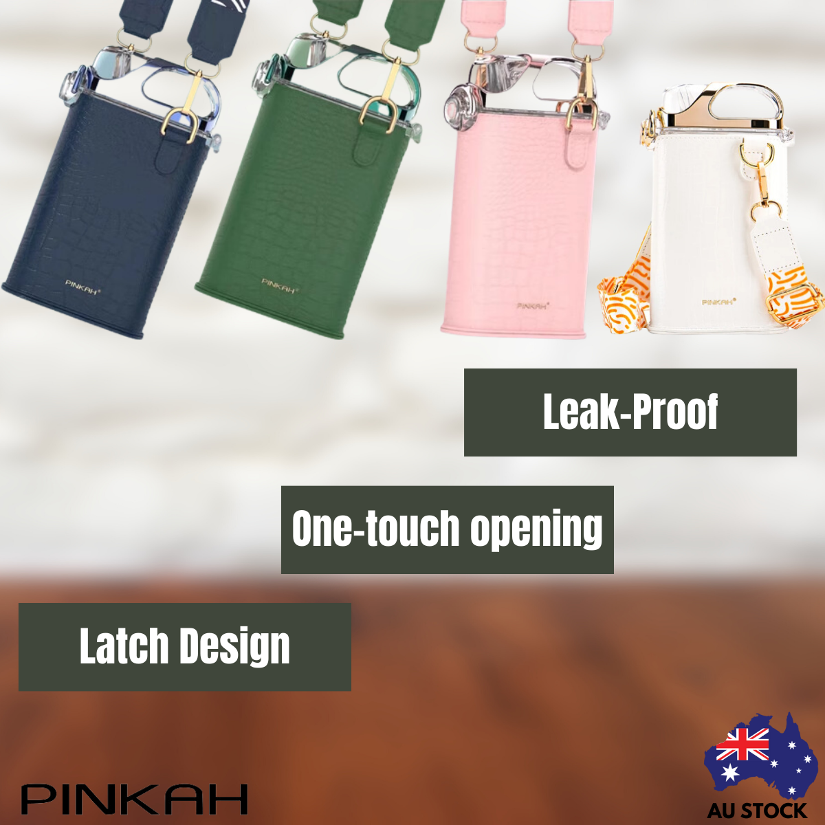 Pinkah PJ-4490 380ml Slim Water Bottle With Straw - Blue