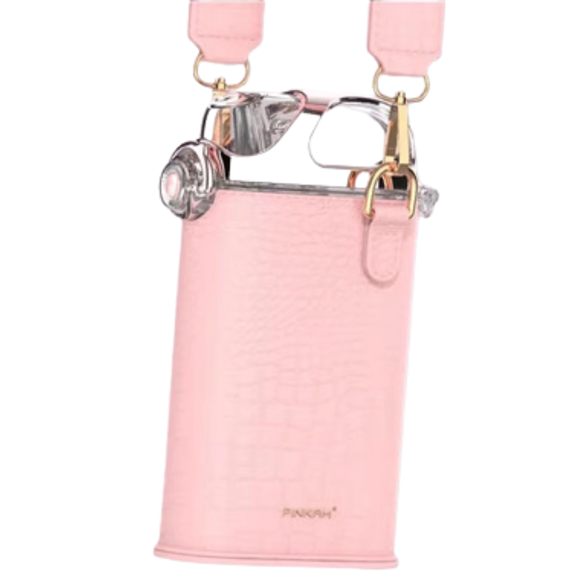 Pinkah PJ-4490 380ml Slim Water Bottle With Straw - Pink