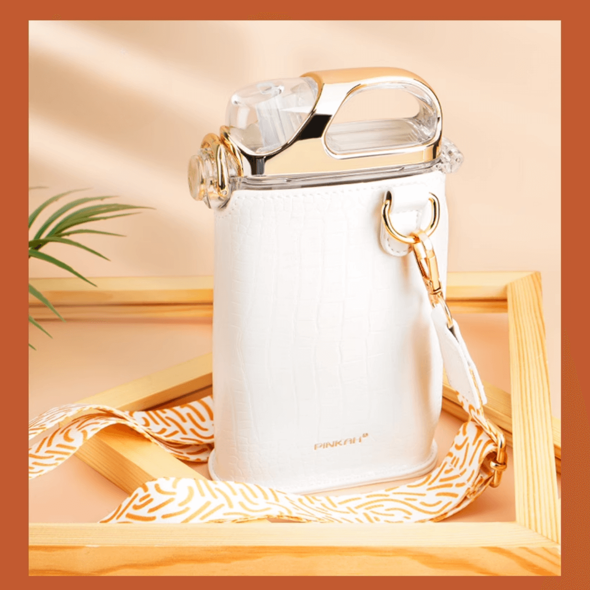 Pinkah PJ-4490 380ml Slim Water Bottle With Straw - White