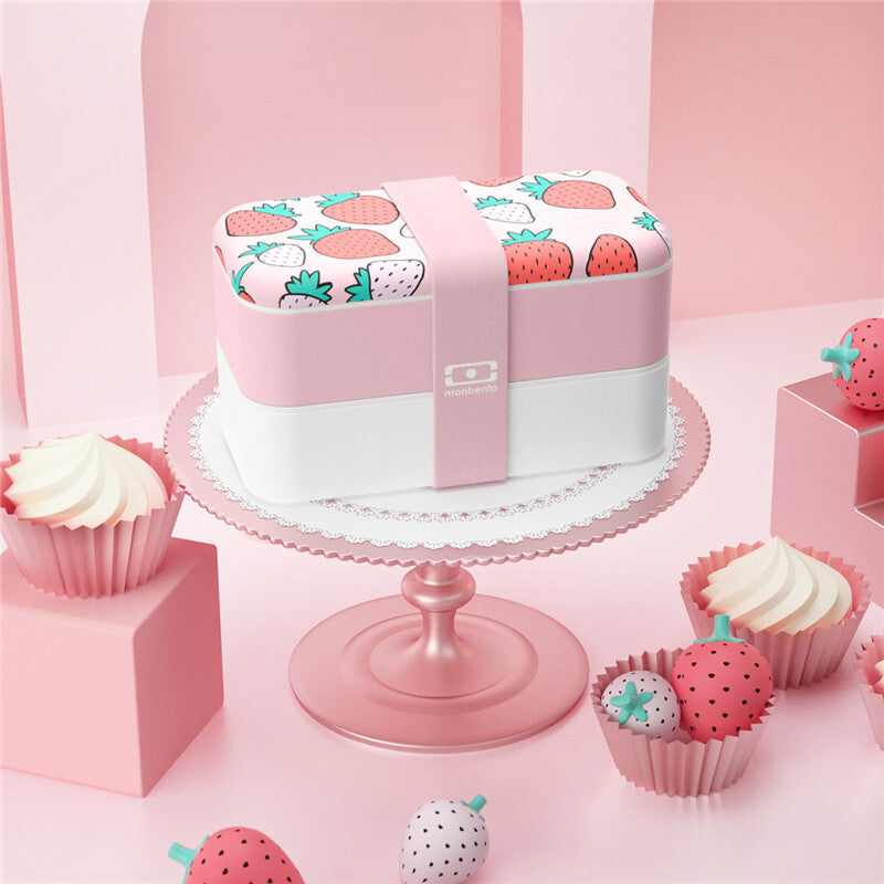 Monbento Mb Square Graphic Lunch Box - Strawberry