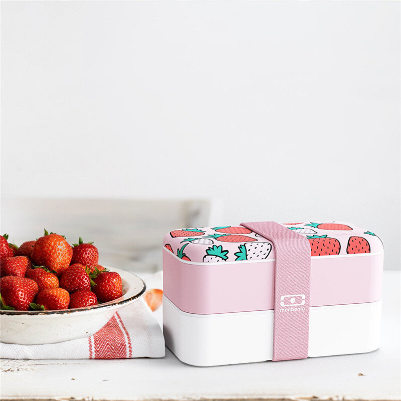 Monbento Mb Square Graphic Lunch Box - Strawberry