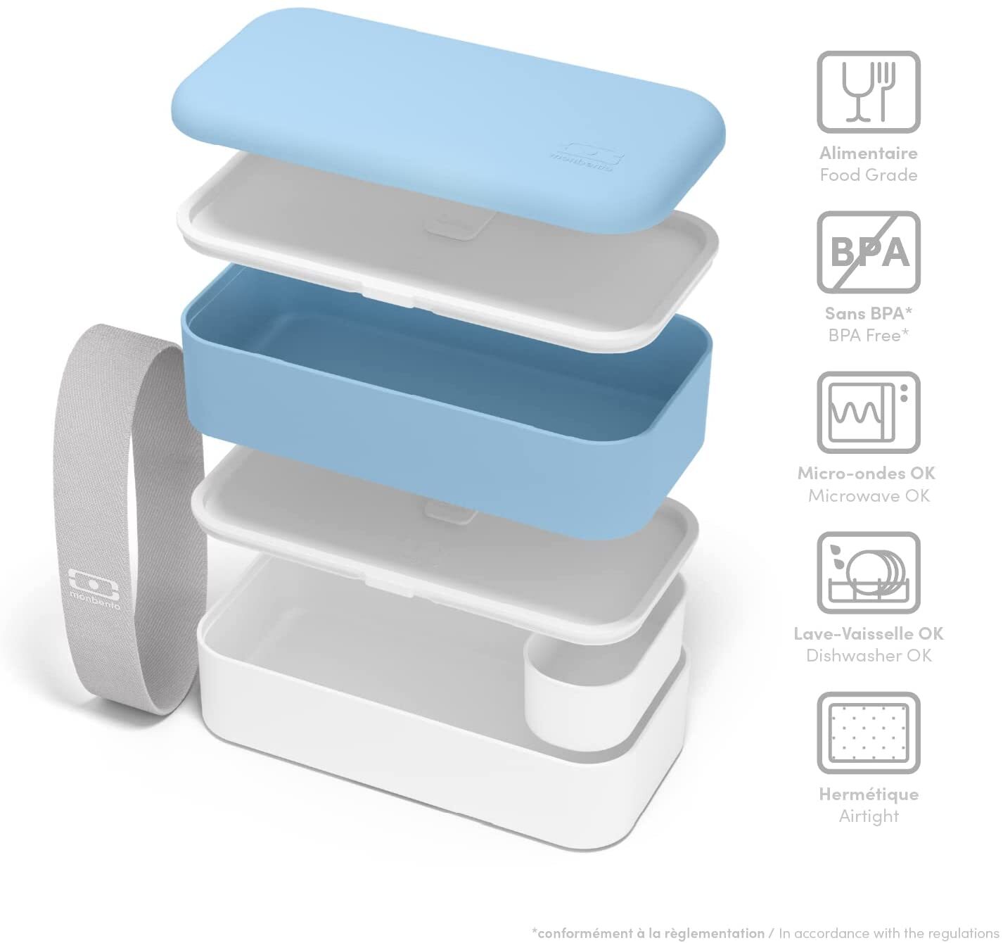 Monbento Mb Original Graphic 1L Lunch Bento Box Food Container-Blue Sky