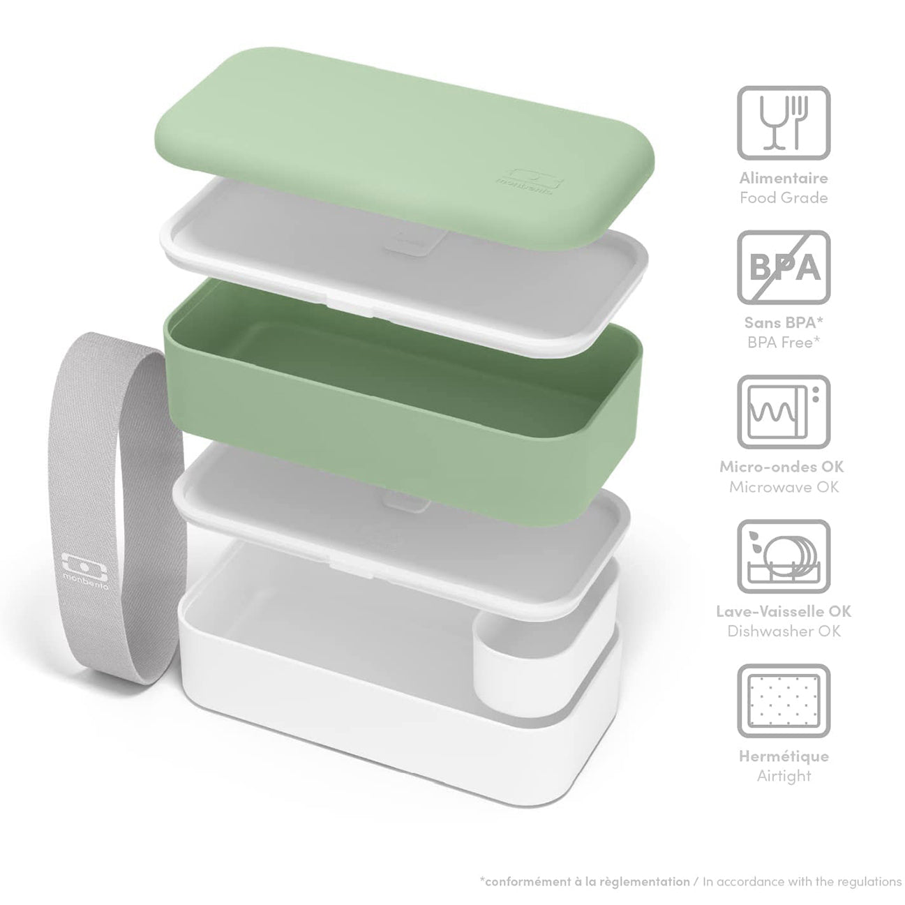 Monbento Mb Original Graphic 1L Lunch Bento Box Food Container - Matcha