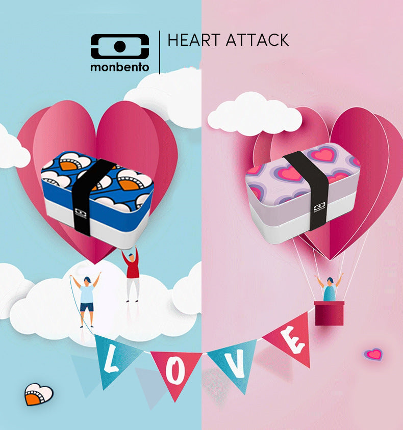 Monbento Mb Original Graphic 1L Lunch Bento Box Food Container - Heart Hunter