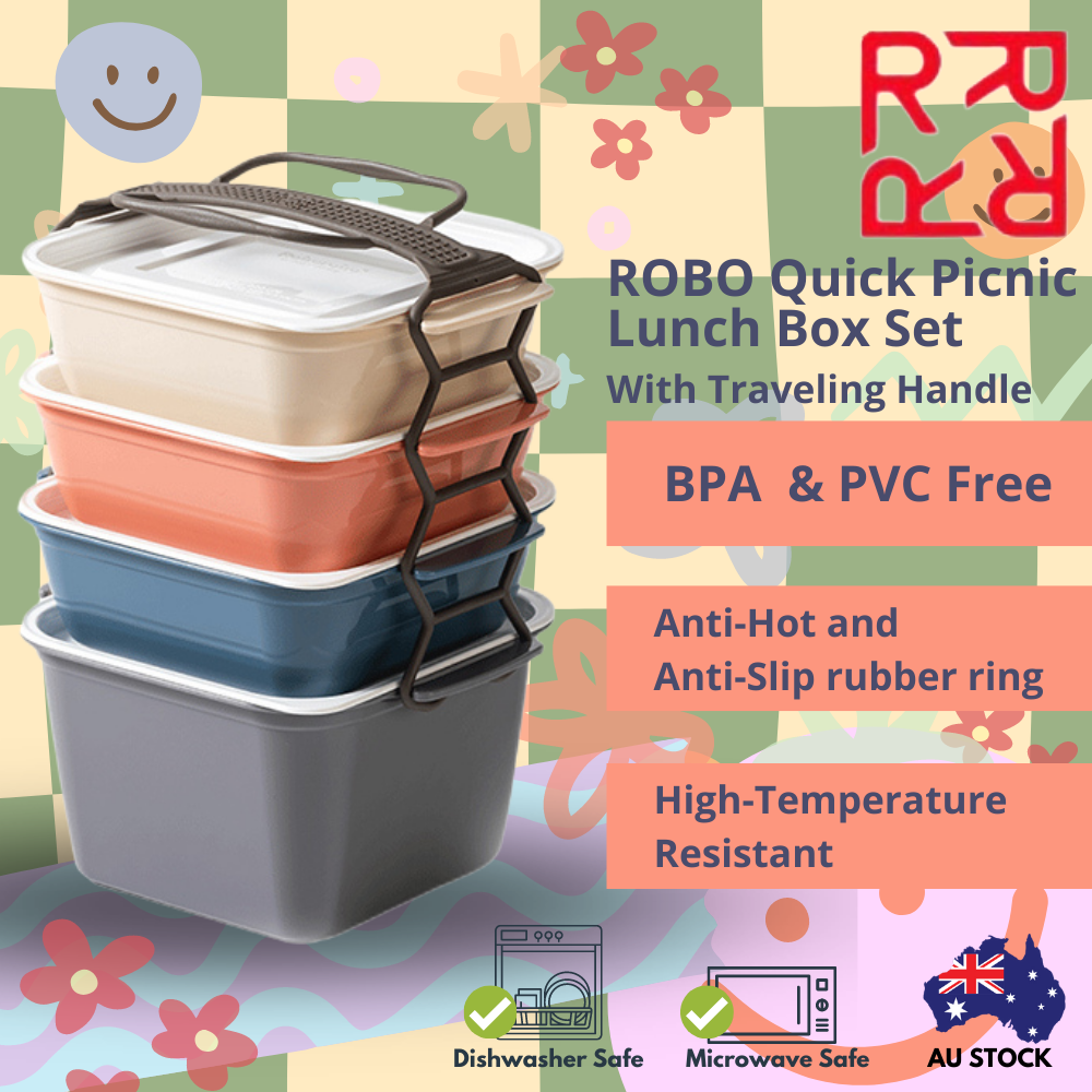 Robo Quick Picnic Lunch Box Set Food Containers With Traveling Handle