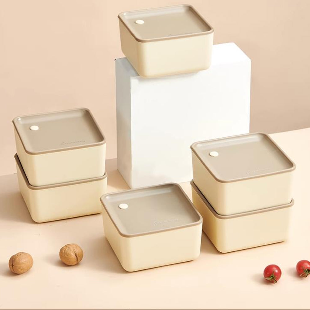 WorthBuy 4-Grid Snack Box 600ml For Each - Milk Brown