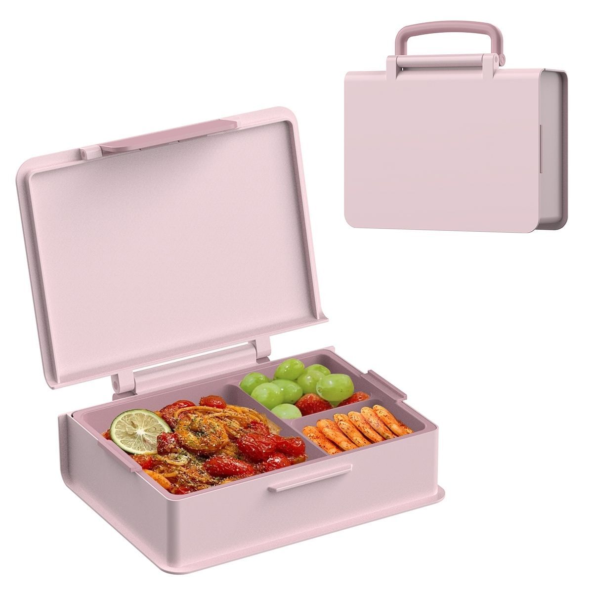 Geruite Book Bento Lunch Box Divided Food Container 1000ml - Pink