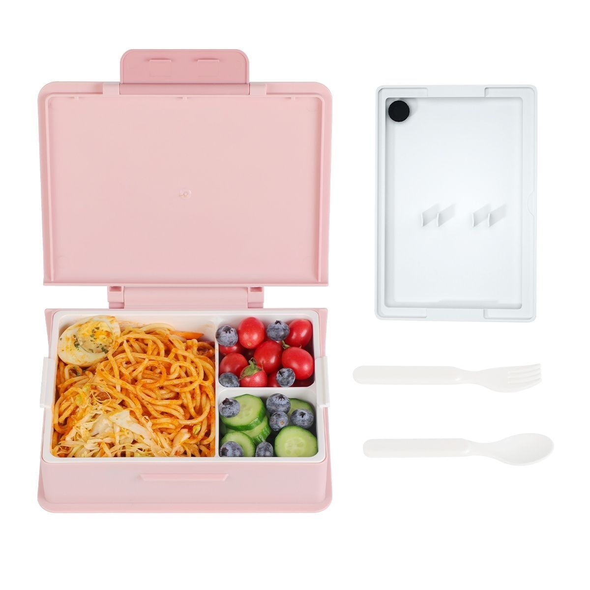 Geruite Book Bento Lunch Box Divided Food Container 1000ml - Pink