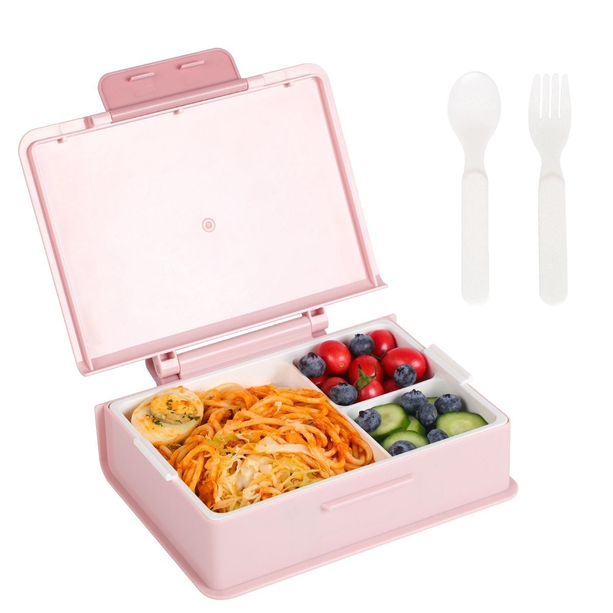 Geruite Book Bento Lunch Box Divided Food Container 1000ml - Pink