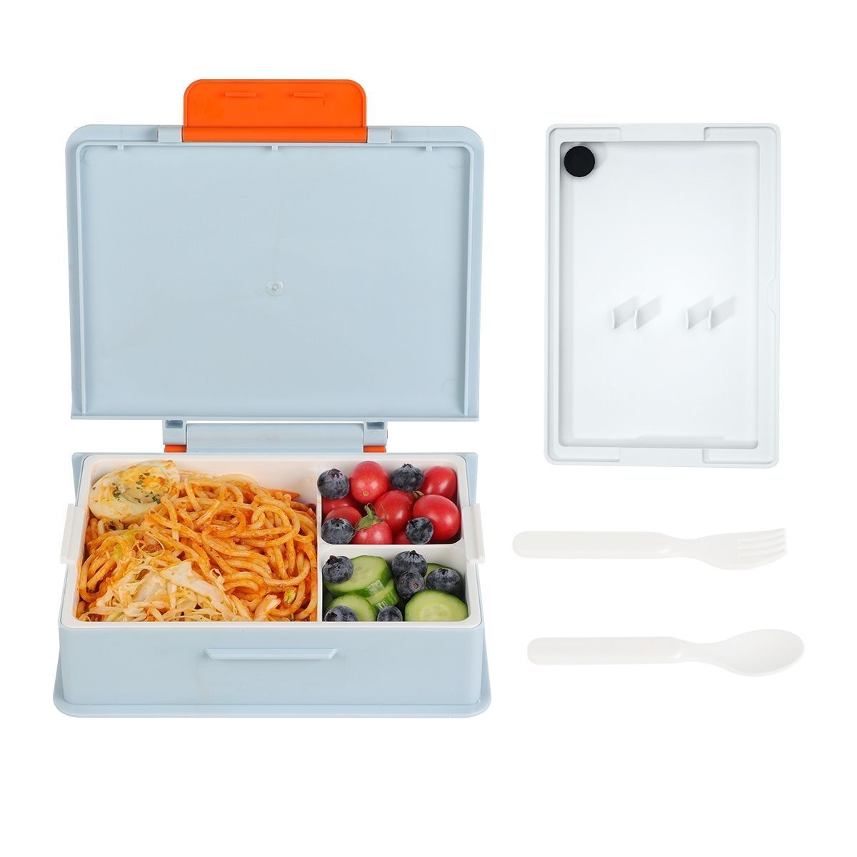 Geruite Book Bento Lunch Box Divided Food Container 1000ml - Blue