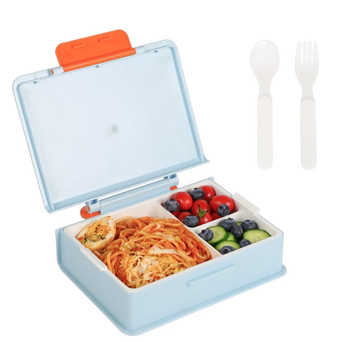 Geruite Book Bento Lunch Box Divided Food Container 1000ml - Blue