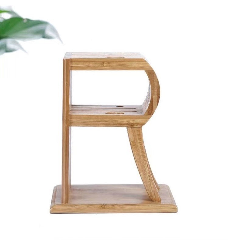 THRJ R-Shape Bamboo Knife Holder Rack Only Kitchen Storage 5193