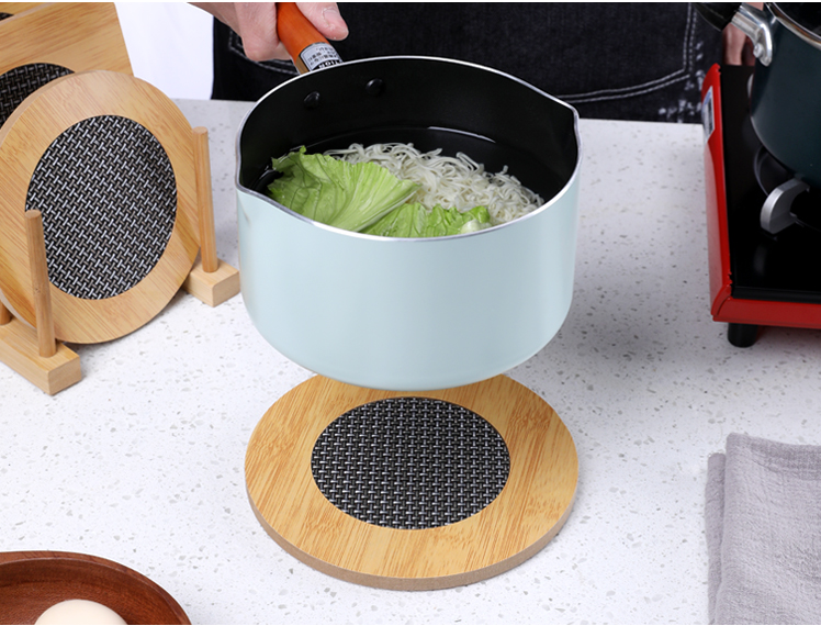 Yesjoy Anti-Slipery Round Bamboo Pot Bowl Plate Heat-resistant Mat W0089 17cm - Assorted