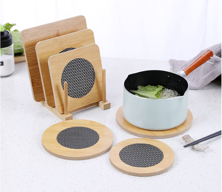 Yesjoy Anti-Slipery Round Bamboo Pot Bowl Plate Heat-resistant Mat W0089 17cm - Assorted