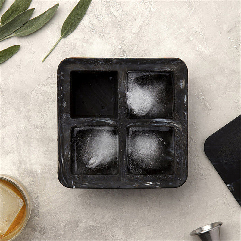 Peak Ice Cube Tray Extra Large Marble 4 Pieces - Black