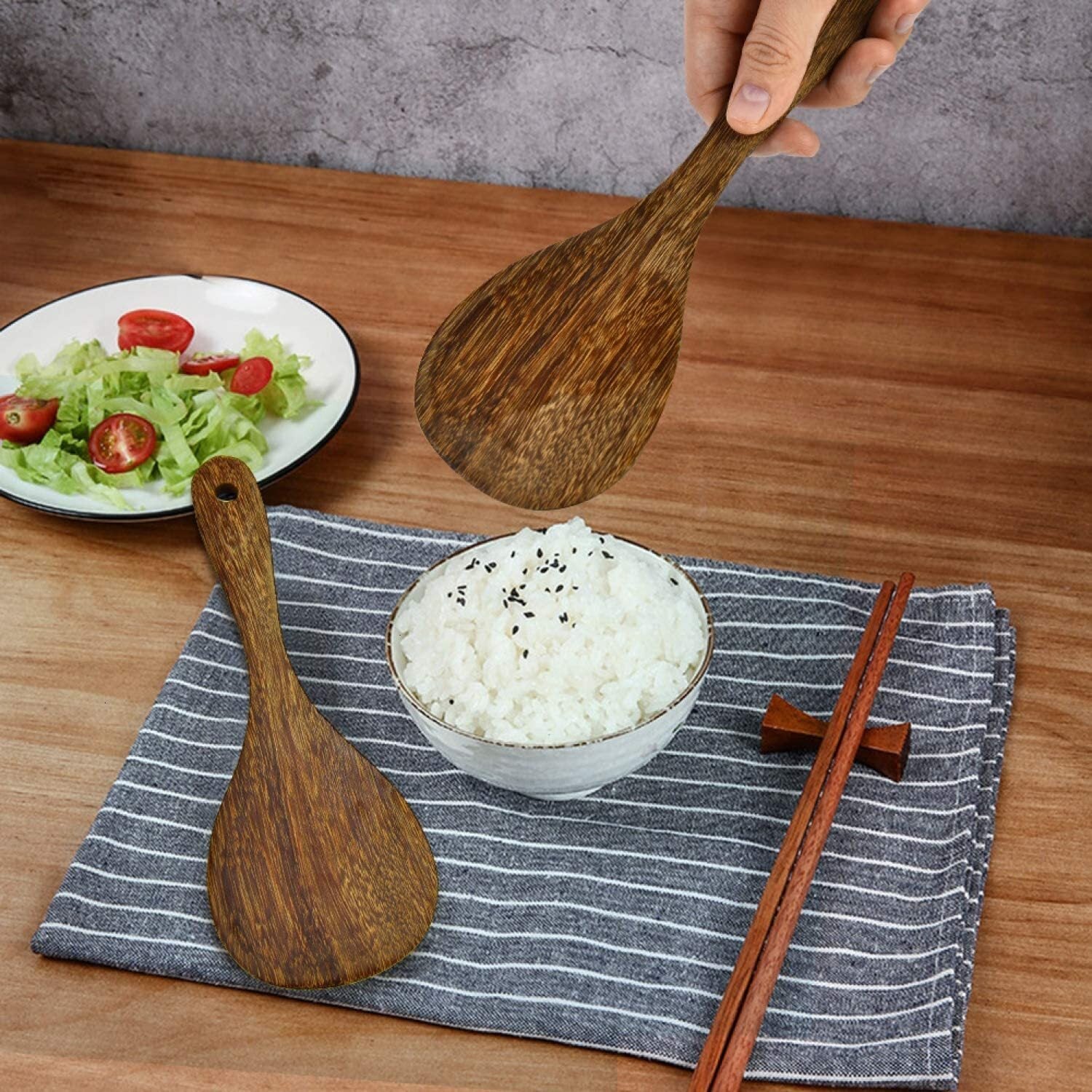 THRJ Jichi Kitchen Cooking Tool Wood Rice Turner Spatula Utensils 2499