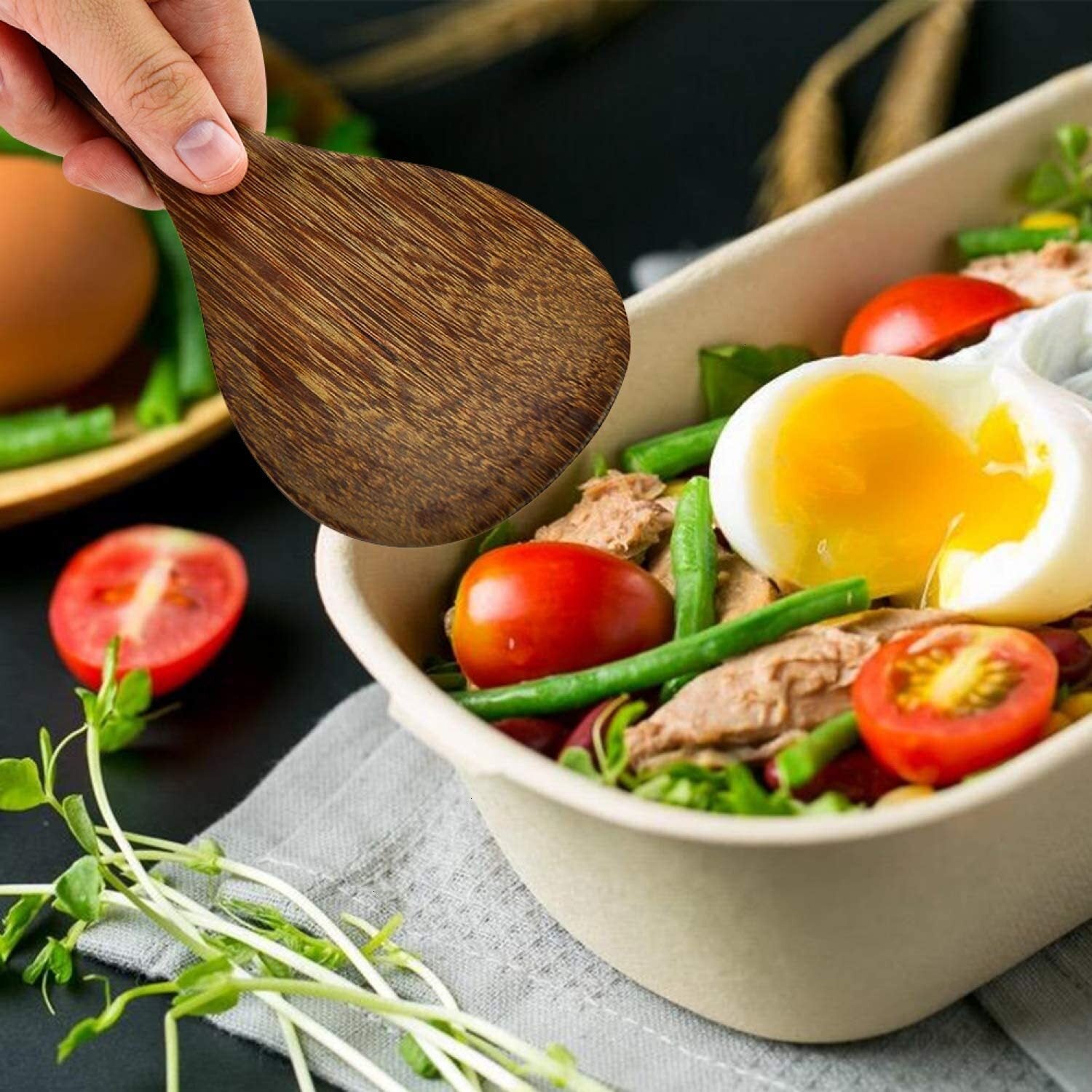 THRJ Jichi Kitchen Cooking Tool Wood Rice Turner Spatula Utensils 2499