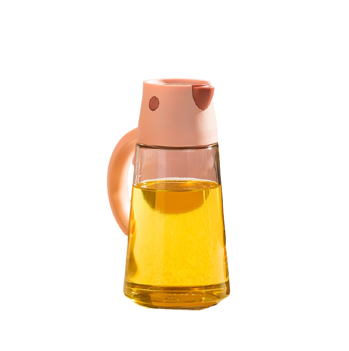 Robo Hoke Auto Lid Oil Bottle Seasoning Sauce Container 550ml-Pink