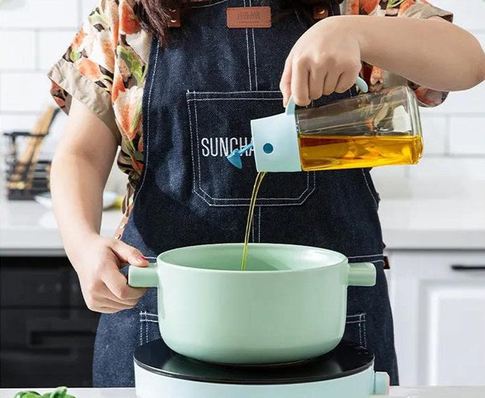 Robo Hoke Auto Lid Oil Bottle Seasoning Sauce Container 550ml - Blue