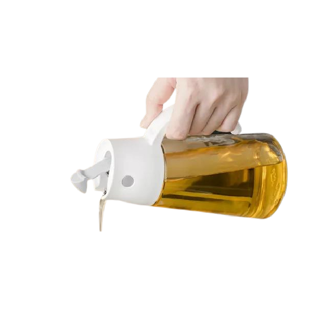 Robo Hoke Auto Lid Oil Bottle Seasoning Sauce Container 650ml - White