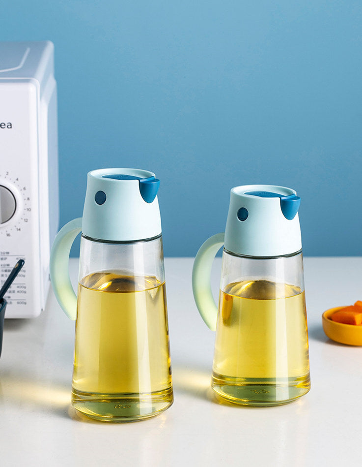 Robo Hoke Auto Lid Oil Bottle Seasoning Sauce Container 650ml- Blue