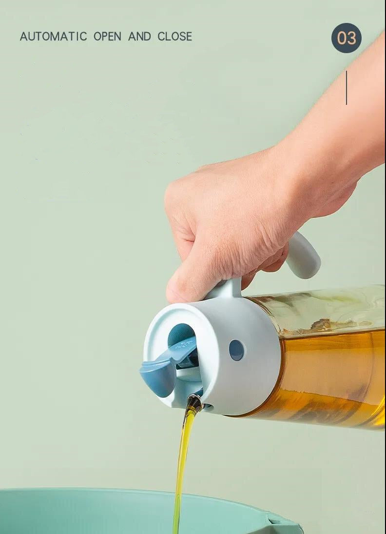 Robo Hoke Auto Lid Oil Bottle Seasoning Sauce Container 650ml- Blue