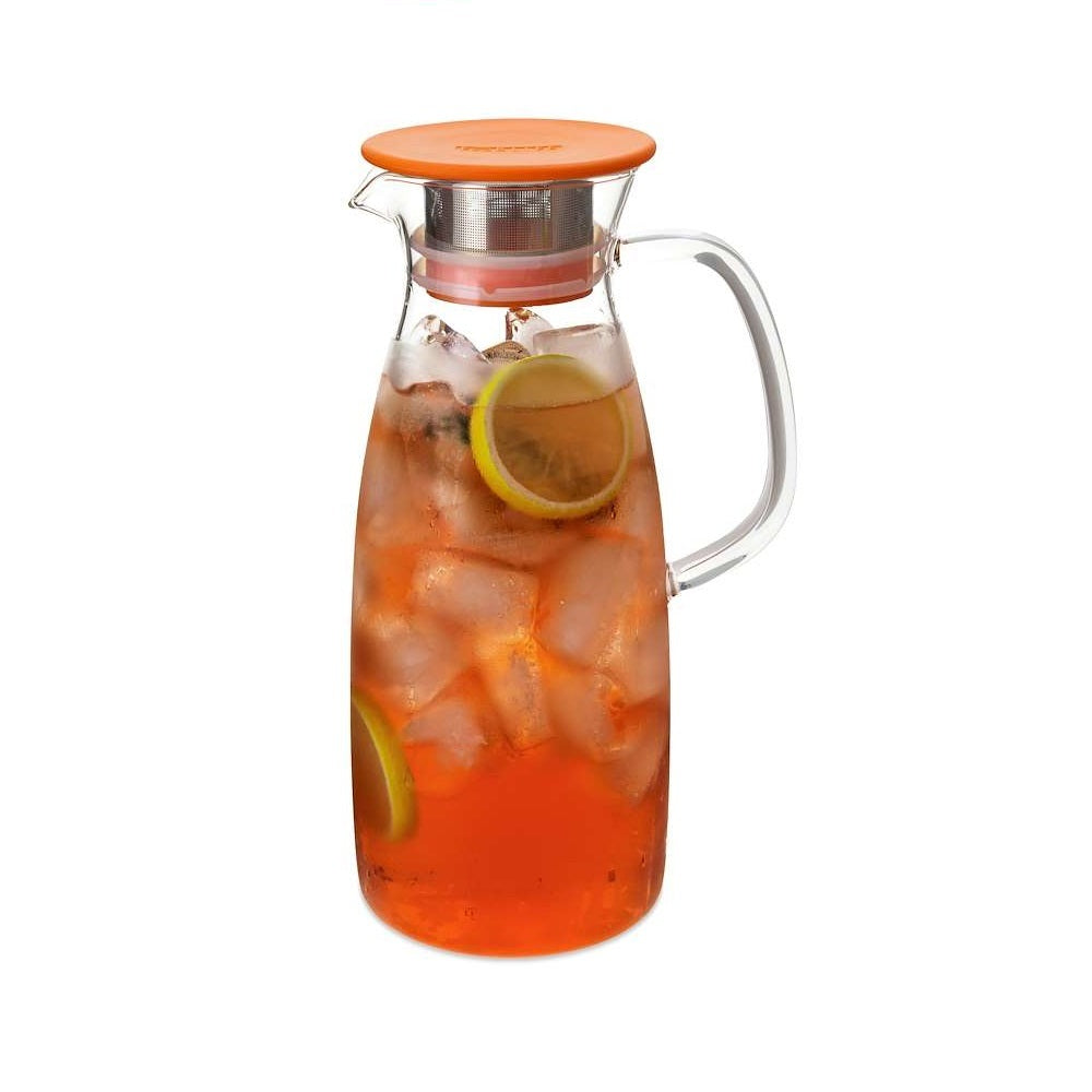 Robo Mona Heat Resistant/Cool Server Glass Water Jug Pitcher With Lid 1.5L - Red