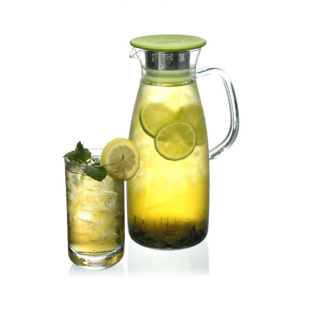 Robo Mona Heat Resistant/Cool Server Glass Water Jug Pitcher With Lid 1.5L - Red
