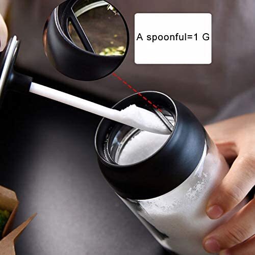 Robo Coco Spice Jug Seasoning Jar Spice Condiment Storage Container with Spoon 250ml - Black
