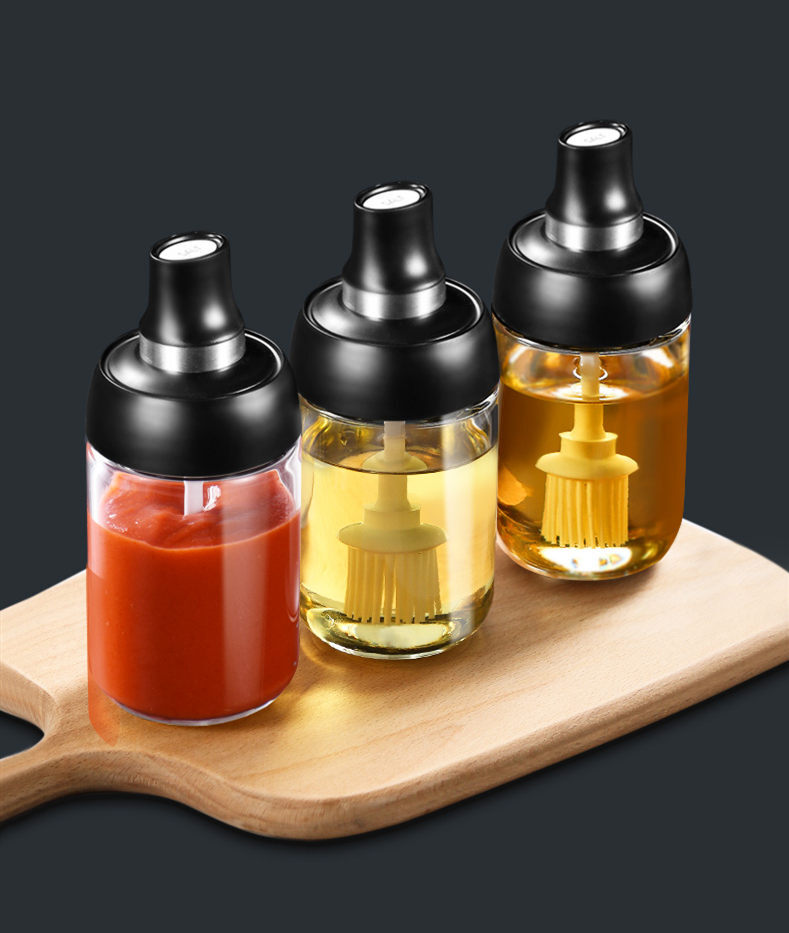 Robo Coco Honey Bottle Seasoning Jar Spice Condiment Storage Container with Digger 250ml - Black