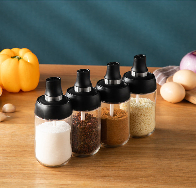 Robo Coco Honey Bottle Seasoning Jar Spice Condiment Storage Container with Digger 250ml - Black