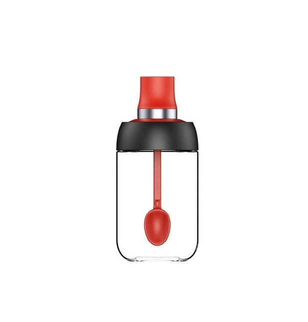 Robo Coco Spice Jug Seasoning Jar Spice Condiment Storage Container with Spoon 250ml - Coral Red