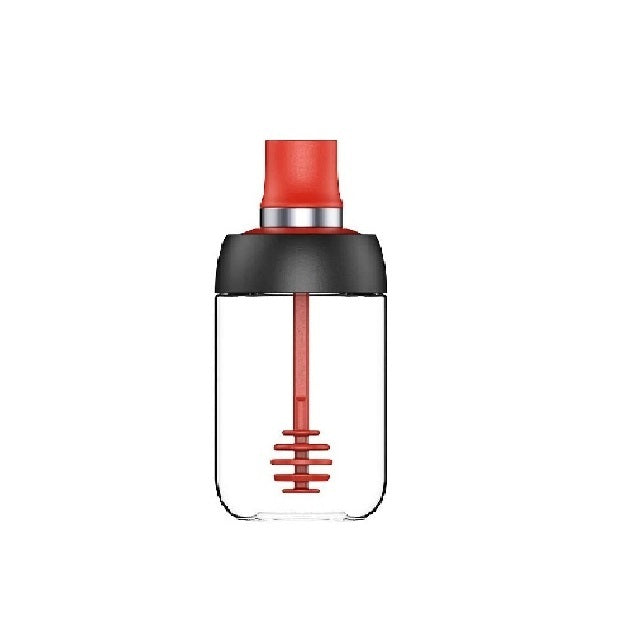 Robo Coco Honey Bottle Seasoning Jar Spice Condiment Storage Container with Digger 250ml - Coral Red