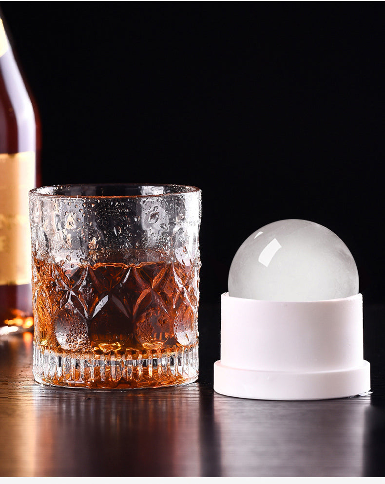 Robo Pat Whisky Ice Ball Sphere Large Round Mold and Tray- Pink