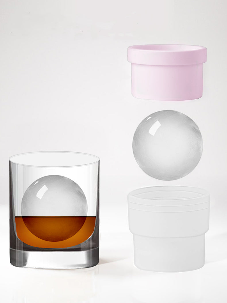Robo Pat Whisky Ice Ball Sphere Large Round Mold and Tray- Pink