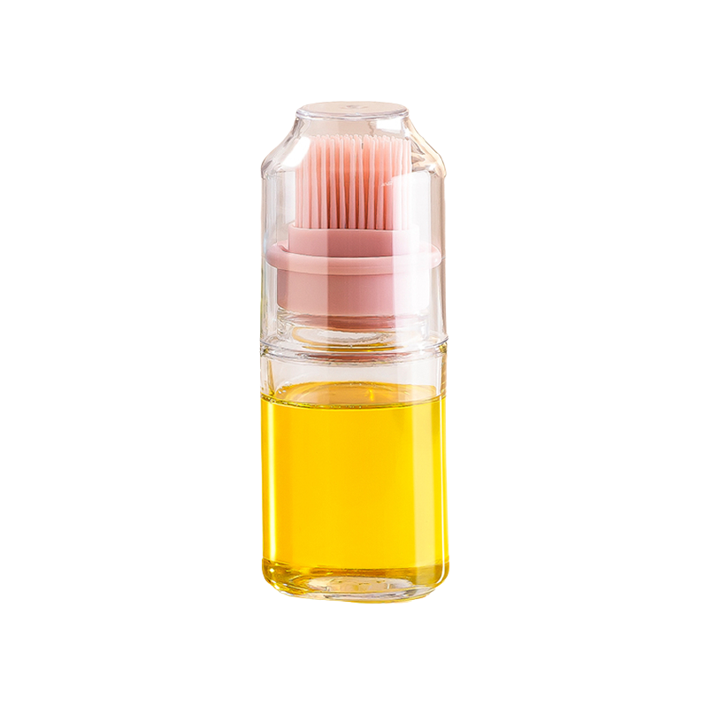 Robo Oil Brush Bottle Seasoning Spice Condiment Container w/Brush 150ml-Pink
