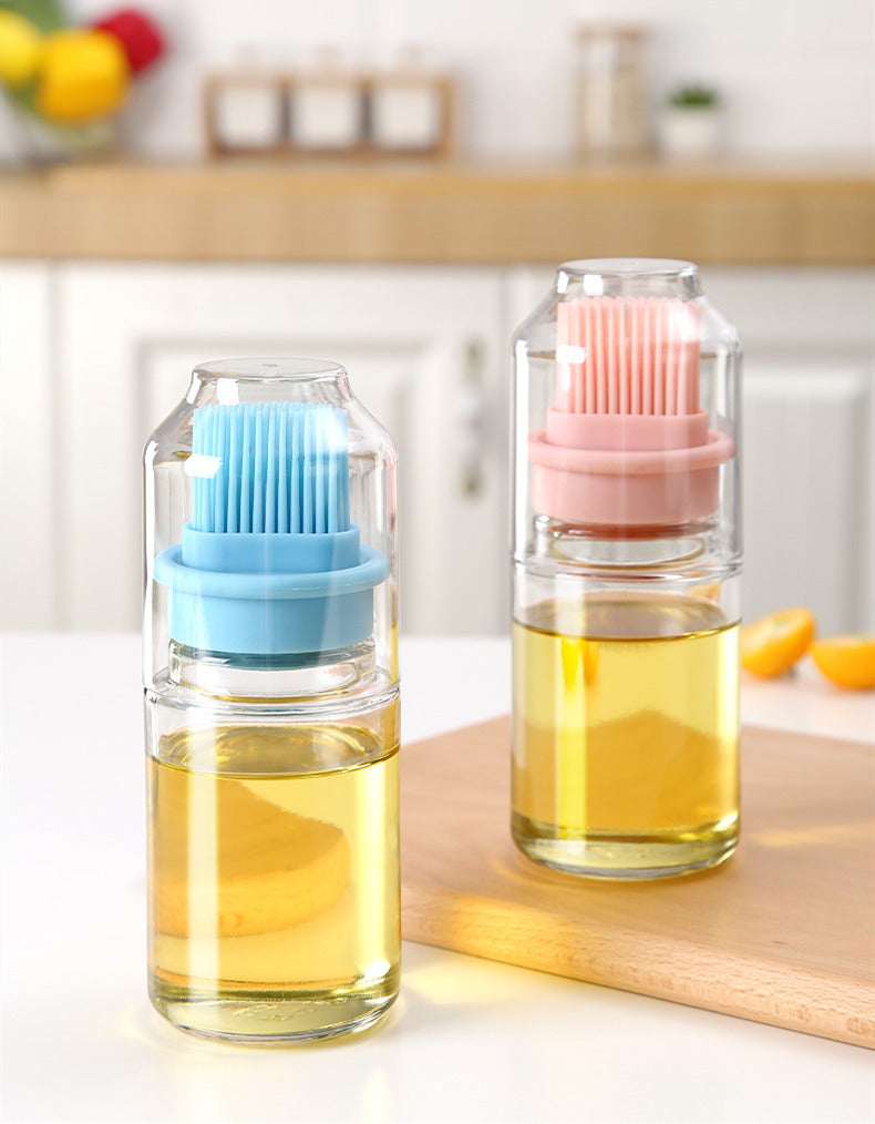 Robo Oil Brush Bottle Seasoning Spice Condiment Container w/Brush 150ml-Blue
