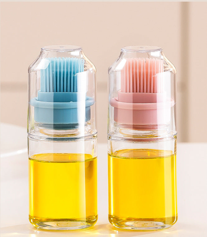 Robo Oil Brush Bottle Seasoning Spice Condiment Container w/Brush 150ml-Blue