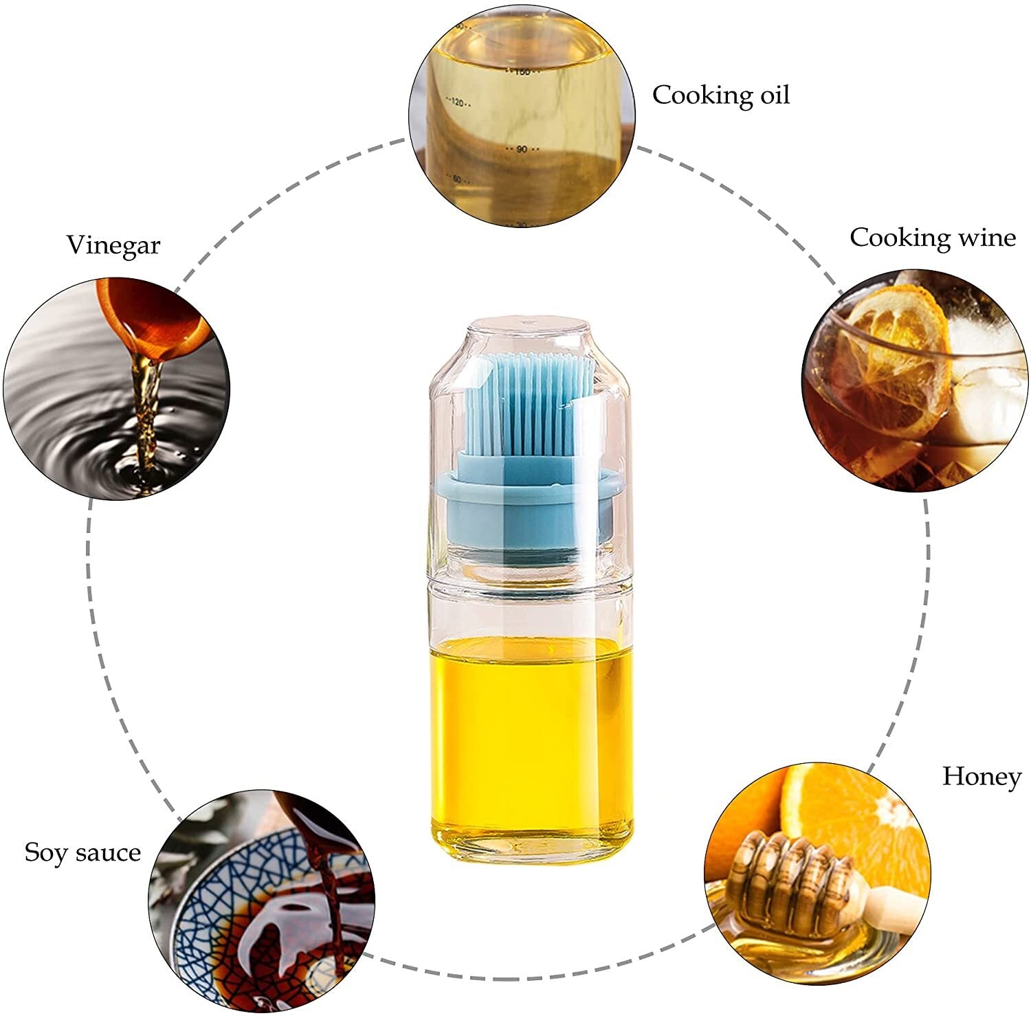 Robo Oil Brush Bottle Seasoning Spice Condiment Container w/Brush 150ml-Blue