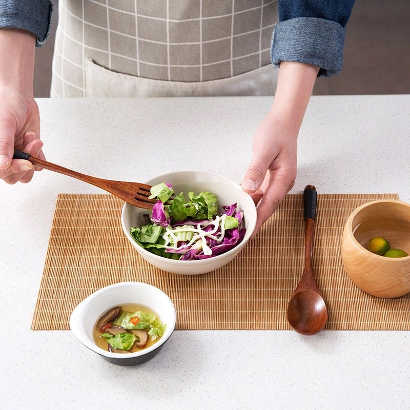 Yesjoy Wooden Tangled Flat Handle Spoon Tableware