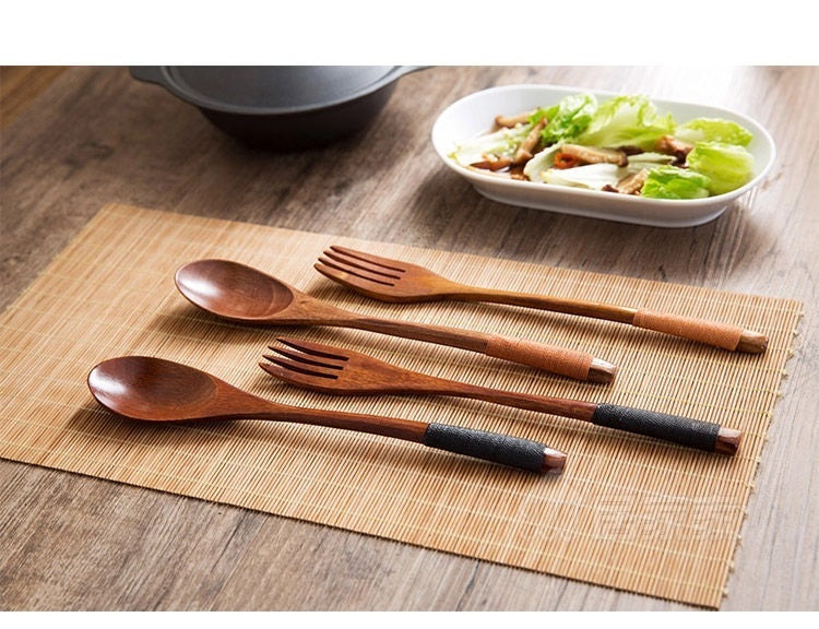 Yesjoy Wooden Tangled Flat Handle Spoon Tableware