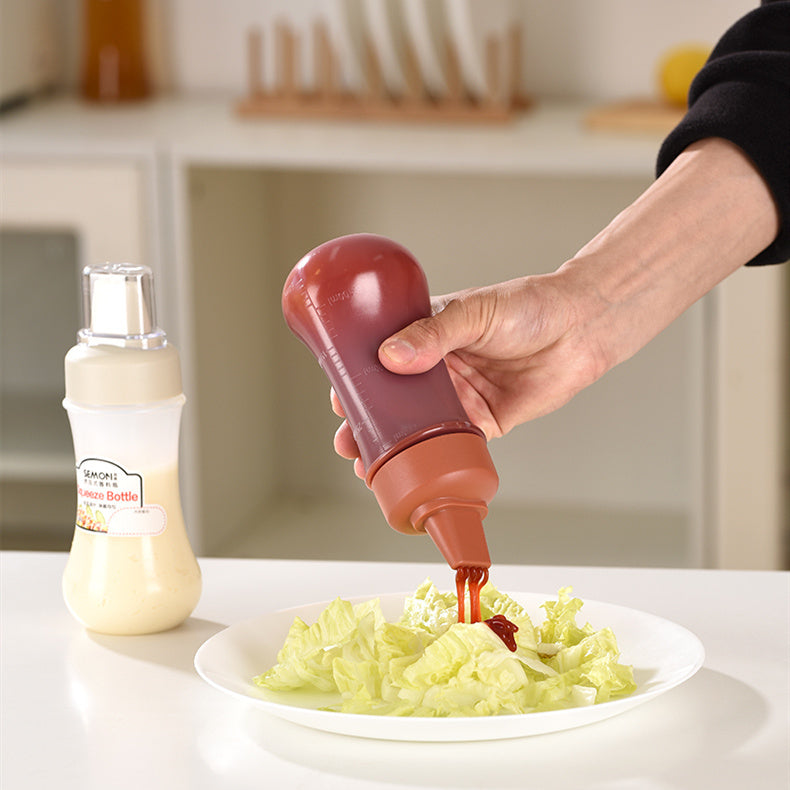 Robo Semon Squeeze Sauce Bottle Ketchup Spice Storage Container 350ml-Red