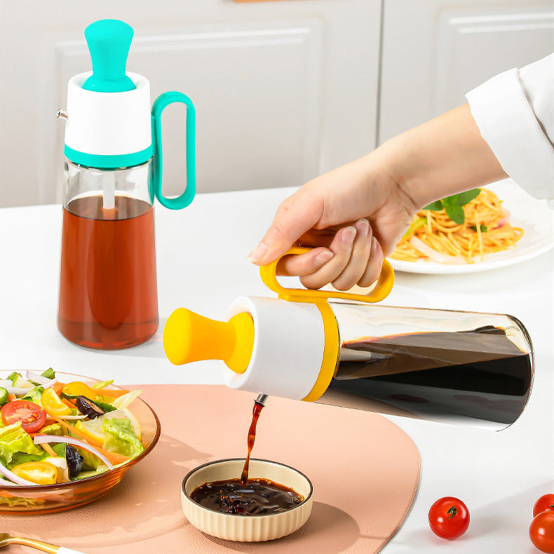 Robo Pease Sauce Bottle Oil Container Spice Jar with Brush 550ml-Brown