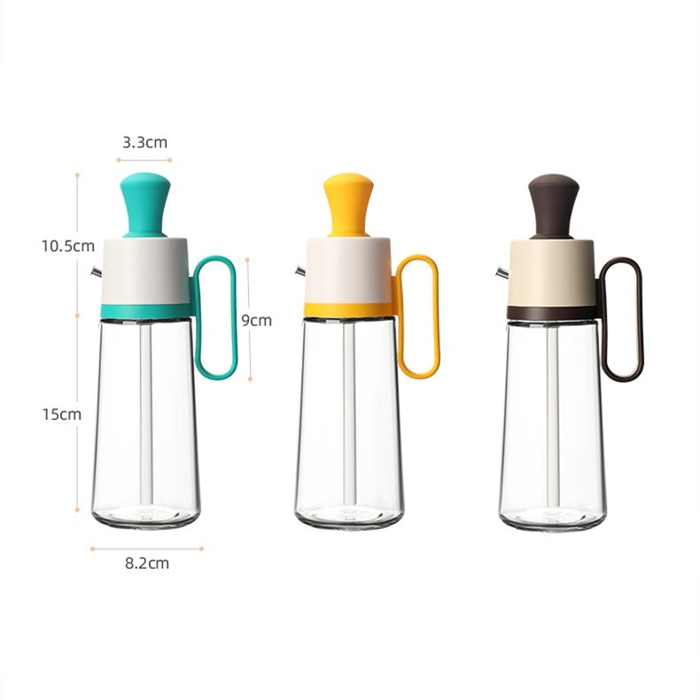 Robo Pease Sauce Bottle Oil Container Spice Jar with Brush 550ml-Brown