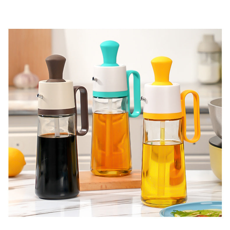 Robo Pease Sauce Bottle Oil Container Spice Jar with Brush 550ml-Brown