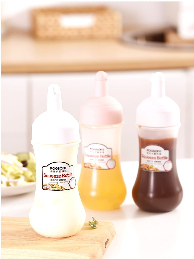 Robo Pogson Squeeze Sauce Bottle Seasoning Jar 350ml-Pink
