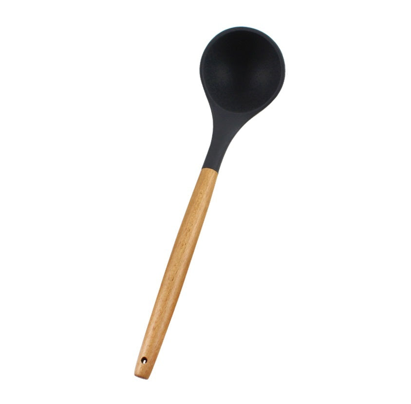 RongXian ZJ-XY001 Silicone Soup Ladle Wooden Handle