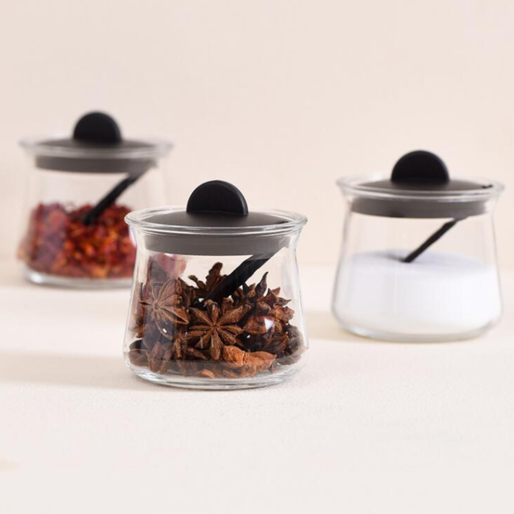 Robo Sunrise Spice Jar Spice Containers Set - Black