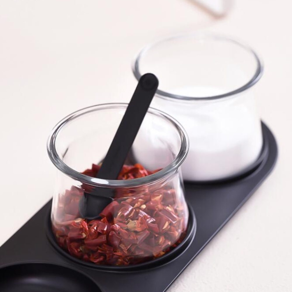 Robo Sunrise Spice Jar Spice Containers Set - Black